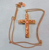 A Clogau Welsh 9ct gold Tree of Life Cross pendant, in yellow and rose gold, 4.2 x 2.6cm, on 9ct