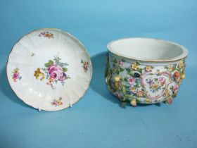 An 18th century Meissen saucer dish and a 19th century ice pail (a/f), (2).