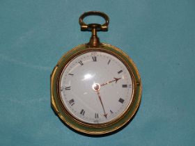 J Imison, an early-19th century pair-cased open-faced key-wind pocket watch, the verge movement