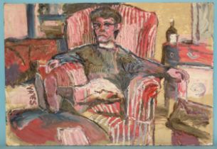 Frederick Joseph (Fred) Yates (1922-2008) SEATED IN AN ARMCHAIR WITH MY FEET UP Signed impasto oil