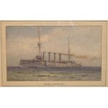 Alma Claude Burlton Cull (1880-1931) HMS DRAKE AT SEA Signed watercolour, dated /11, inscribed on