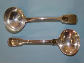 A William IV silver fiddle, thread and shell pattern sauce ladle, 17.5cm, London 1836, maker's