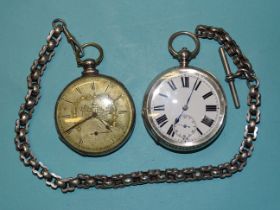 M J Tobias, Liverpool, a key-wind pocket watch, the gilt dial with engraving, on "Sterling" watch