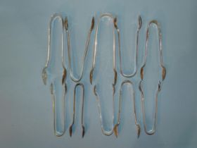 Ten pairs of 20th century silver sugar tongs, various dates, ___8oz, (10).