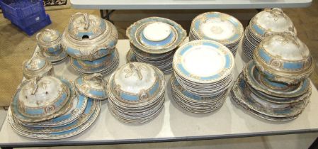 An extensive mid-19th century English porcelain dinner and dessert service decorated with