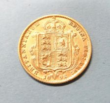 A Victoria 1892 shield-back half-sovereign.