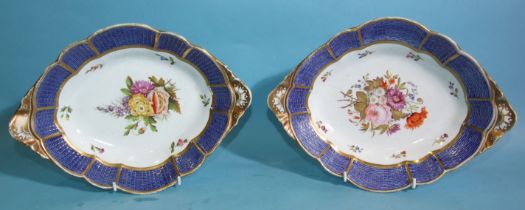 A pair of early-19th century Spode porcelain shaped botanical dishes, 29cm.