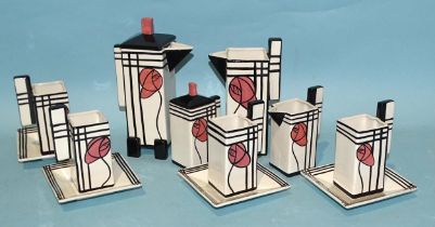 Lorna Bailey, a studio ceramic limited-edition twelve-piece coffee service in the style of Charles