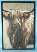 Katharine Lightfoot (b. 1972) HIGHLAND COW Signed oil on canvas, 76 x 51cm.