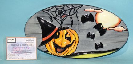 Lorna Bailey, a studio ceramic limited-edition oval plaque "Fright Night", no.24/50, 14.5 x 27.