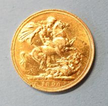 A Victoria 1890 sovereign.