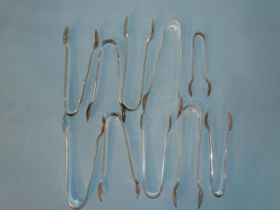 Ten pairs of 20th century silver sugar tongs, various dates, ___6.8oz.