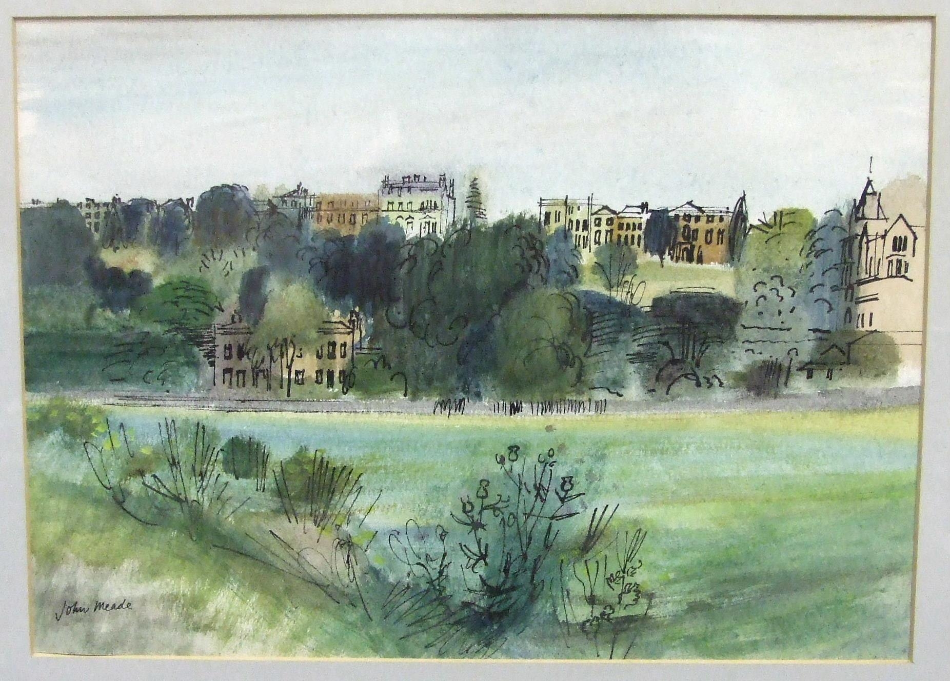 John Meade (1909-1982) RICHMOND HILL Signed watercolour and pen, 34.5 x 49cm.