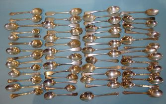 A large collection of silver teaspoons, various dates and makers, ___35oz.