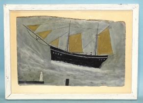 Max Wildman (British, 21st century) SCHOONER LEAVING PORT Oil on card, signed, titled and dated 2015