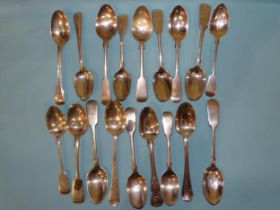 A collection of Victorian silver teaspoons and others, various dates and makers, ___13oz.