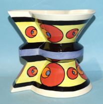 Lorna Bailey, a studio ceramic limited-edition "Back to Back" vase, no.187/250, 18cm high, factory