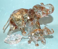 Swarovski Crystal Society crystal sculpture, Cinta Elephant together with another, Small