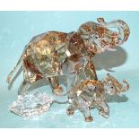 Swarovski Crystal Society crystal sculpture, Cinta Elephant together with another, Small
