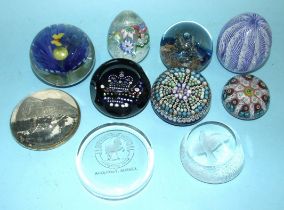 A Selkirk 'Tempest' limited-edition glass paperweight no.368/500, dated 1982, with other