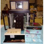 Seven lady's wrist watches and a quantity of costume jewellery, in two jewellery boxes and one