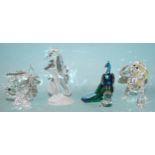 Swarovski Crystal Society, a collection of four  crystal sculptures: Young Gorilla Carrying Bananas,