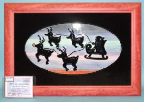 Lorna Bailey, a studio ceramic framed limited-edition oval "Christmas Eve" wall plaque, no.8/30,