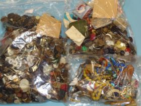 A collection of costume jewellery, buttons, etc.