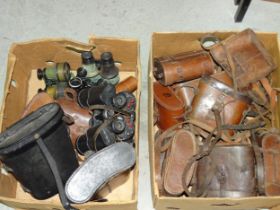 A pair of 7 x 50 binoculars marked REL/Canada 1944 in case, two pairs of Russian 7 x 50