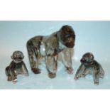 Swarovski Crystal Society Endangered Wildlife crystal sculpture, Gorillas and another, Gorilla