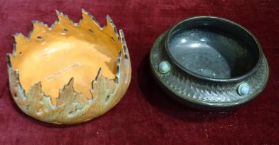 Louis Süe, an Arts & Crafts ceramic bowl of leaf decoration, signed Sue L to base, 21cm diameter,
