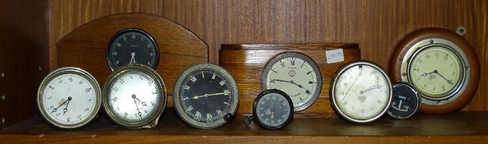 A collection of eight various car clocks, six by Smiths, one by Jaeger and one other, (all a/f), (