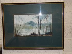 C. Rex James, 'Lakeside Birch Trees', signed watercolour, 14.5 x 26cm and six various other