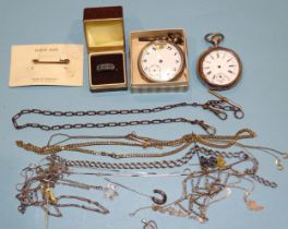 A Ligne Droite Remontoir 15-jewel top-wind pocket watch (a/f), another silver-cased pocket watch (