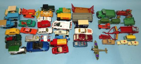 A quantity of play-worn diecast vehicles, including 25W Bedford Truck, Lesneys, etc.