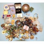 A quantity of costume jewellery, including some by Krementz, watches, etc. and a niello bowl.