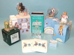 A collection of various Beatrix Potter modern ceramic and other figures, mugs, including Country