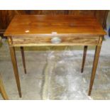 A mahogany rectangular hall table fitted with a frieze drawer, a circular tilt-top table, (cut-