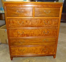 A Chinese hardwood chest of two short and four long drawers, 101.5cm wide, 122cm high, 48cm deep.