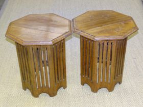 A pair of 20th century hardwood octagonal tables, 51cm diameter, (2).