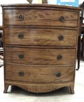 A mahogany bow-fronted chest of four small drawers, on bracket feet, 63cm wide, 72cm high and a