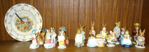 A collection of nine Beswick Beatrix Potter figures: 'Hunca Munca', (ear chipped), 'Chippy