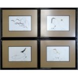 After Benjamin Chee Chee, four framed coloured lithographs: "Dancing Goose", "Mother & Child", "
