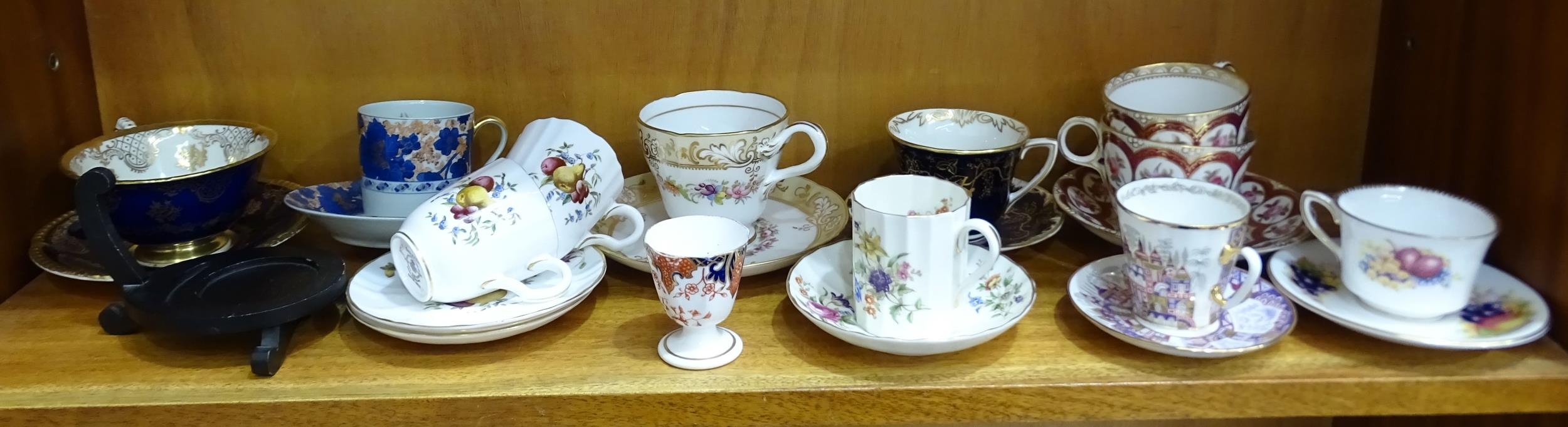 A collection of mainly 20th century cabinet cups and saucers, including Royal Crown Derby, late - Image 3 of 4
