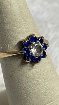 9CT GOLD SAPPHIRE DRESS RING SIZE L