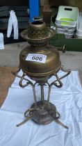 BRASS OIL LAMP & STAND