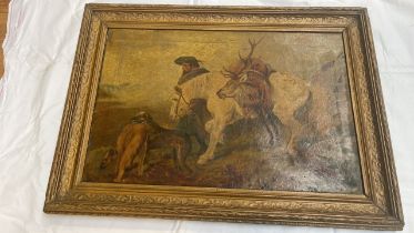 OIL PAINTING-HUNTING SCENE BY G TAYLOR ELGIN (AF)