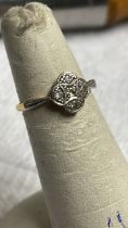 18CT GOLD/PLATINUM DIAMOND CLUSTER RING - SIZE I