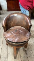 LEATHER & OAK SWIVEL CHAIR (AF)