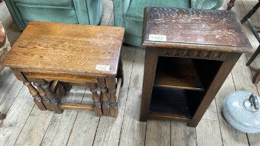 OAK NEST TABLES & SMALL BOOKCASE